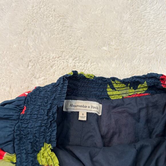 Abercrombie & Fitch Mini Skirt Y2k Floral Elastic Waist Skater Logo Layered Sz S - Picture 3 of 8